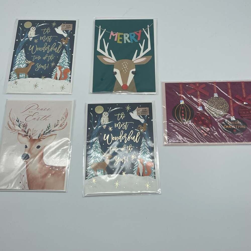 Minted Holiday Christmas Greeting Cards Assortment Set of 5